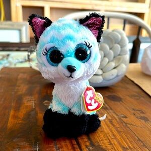 Ty Beanie Boos ATLAS the Aqua Chevron Fox Stuffed Animal Plush (6 Inch) 2021